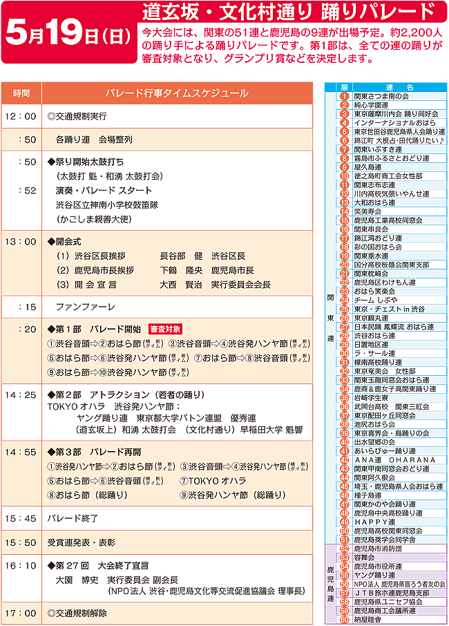 パレード・タイムスケジュール＆参加連